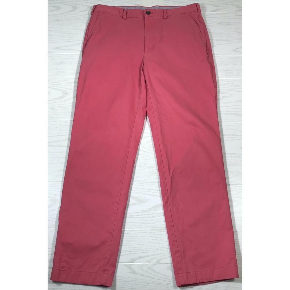 Red Brooks Brothers Chino Pants Mens 34x30 Clark 1818 Flat Front Preppy Golf Dad